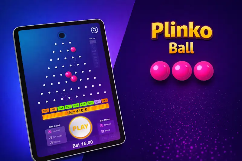 Nahaufnahme eines fallenden Plinko-Balls zwischen den Stiften